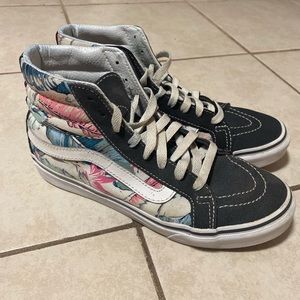Grey Printed High Top Vans Size 6